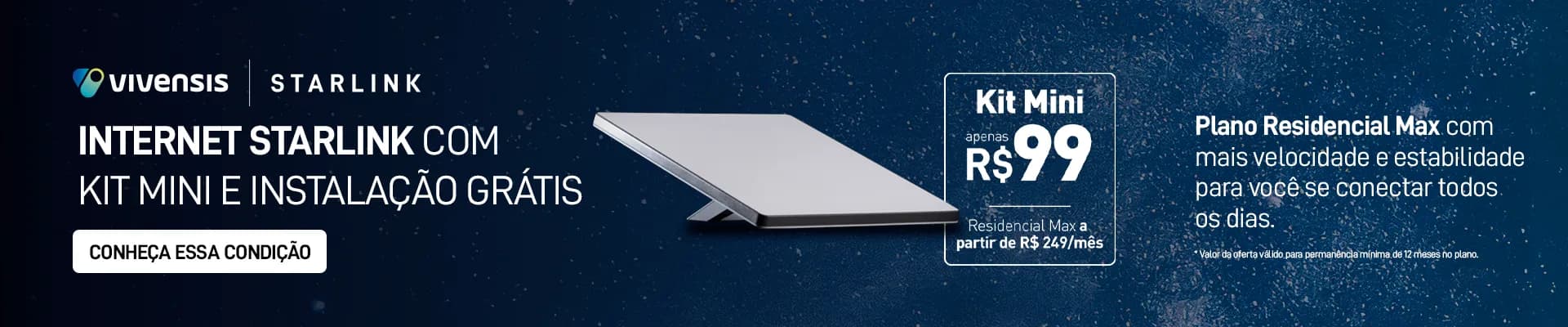Internet Starlink com kit mini e instalação grátis