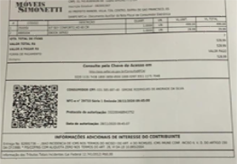 Nota Fiscal da venda